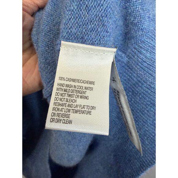 Jos A Bank Men's V Neck Cashmere Sweater Preppy Luxury Sz XL Blue - Picture 7 of 9